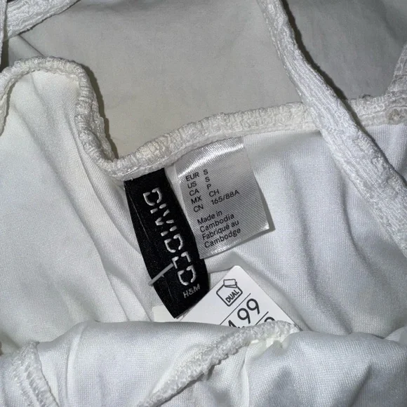 White Ruched Spaghetti Strap Dress - Picture 5 of 5